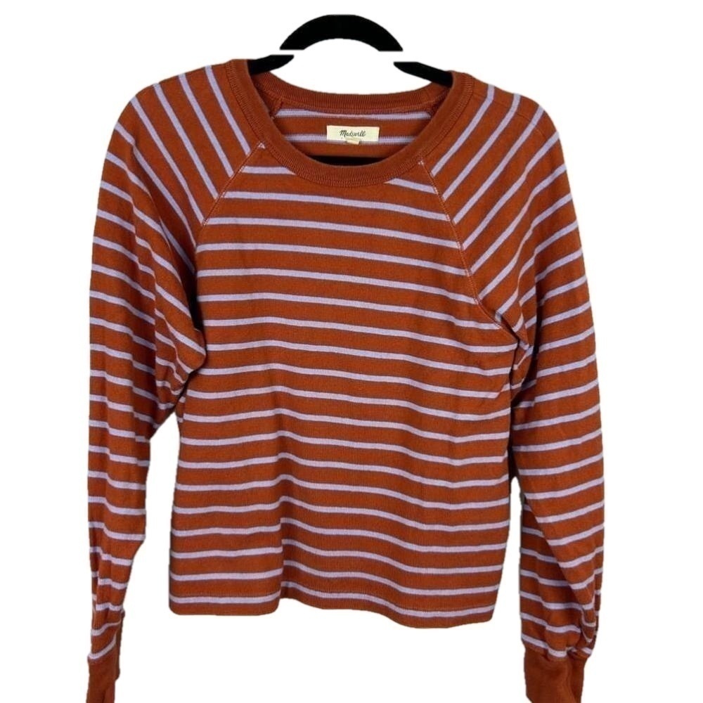 Madewell Orange and Blue Striped Long Sleeve Sweater Small